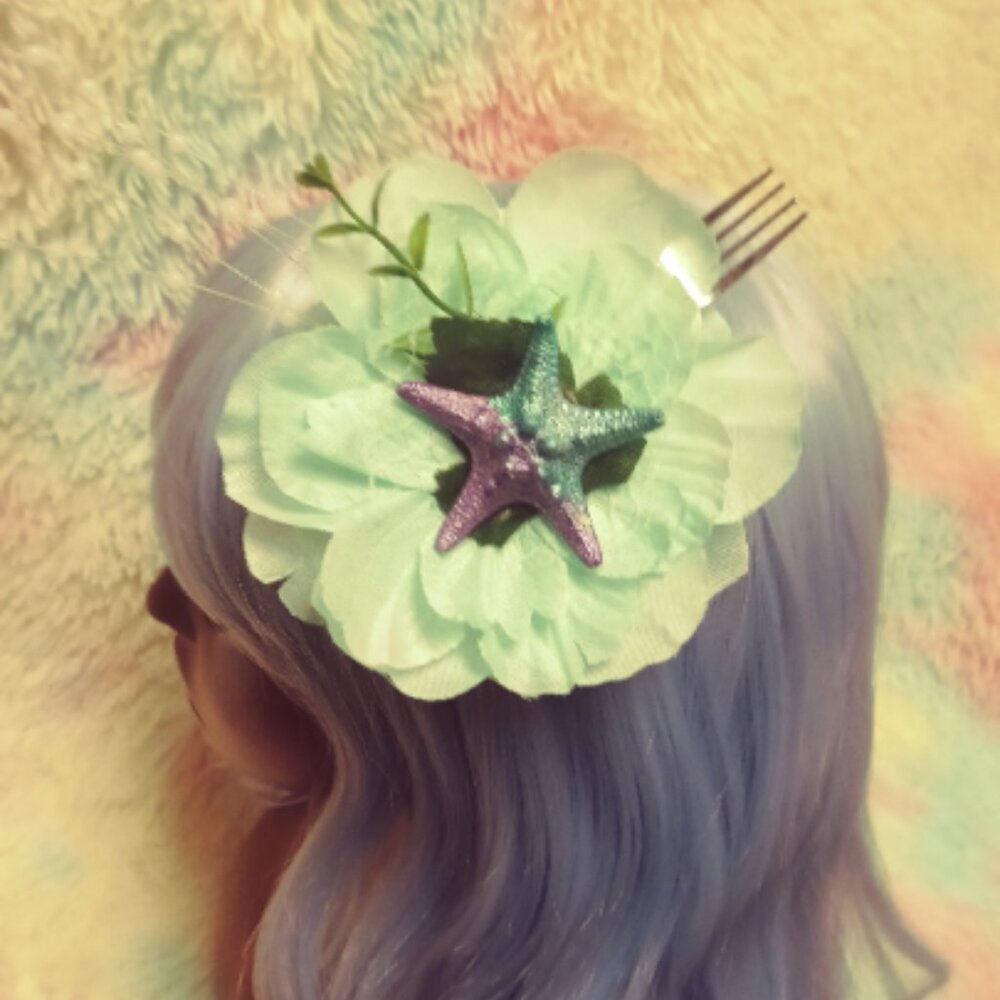 Ariel Inspired Hair Flower For Girls, Teens, Women, Gifts For Her